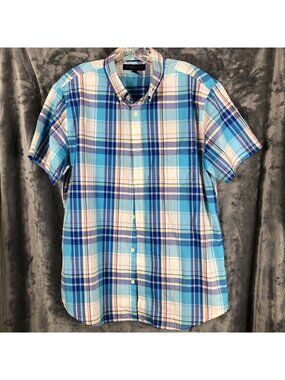 Aeropostale Shirt Men's Button Up Size Large Pastel Plaid